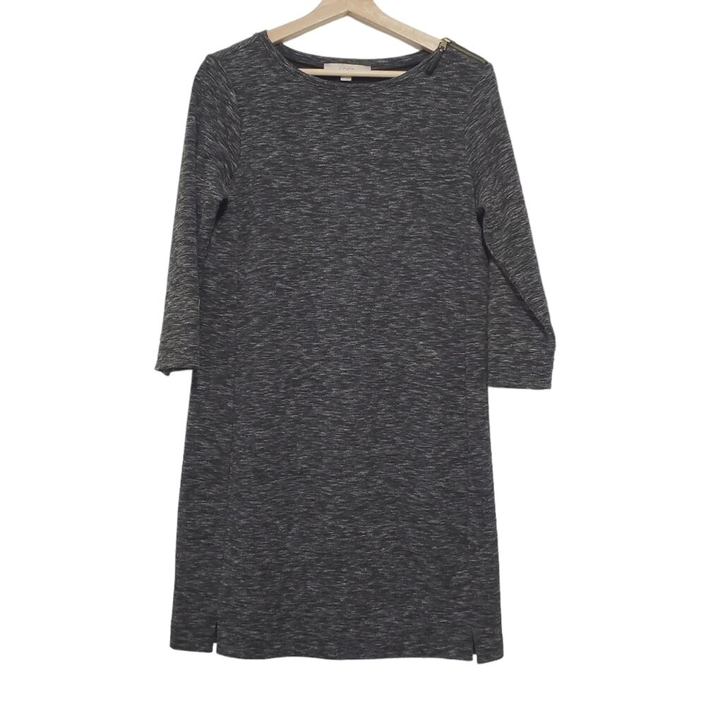 Loft | 3/4 Sleeve Heavy Knit Zipper Shoulder Shift Dress
